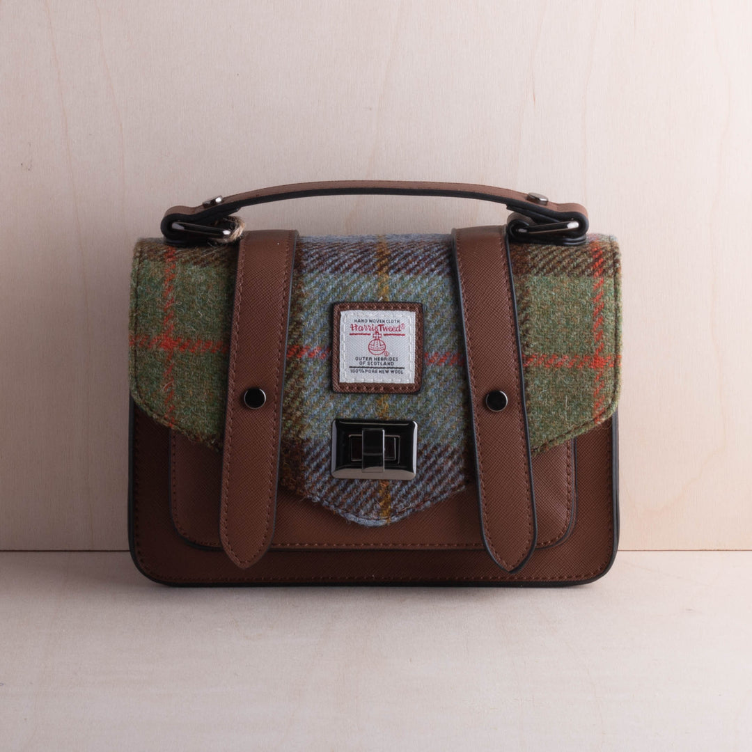 Islander UK Mini Satchel in Chestnut/Blue Tartan