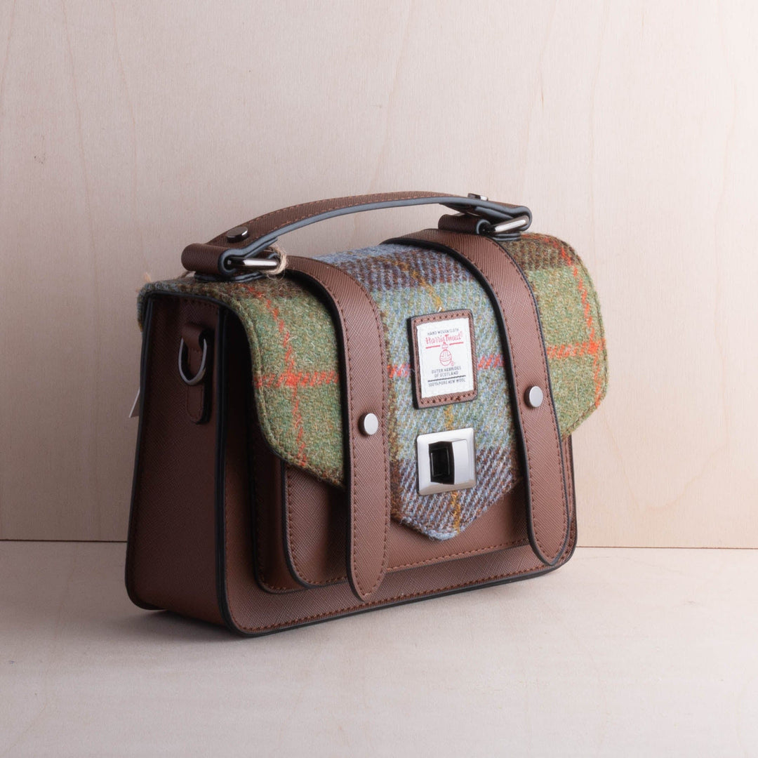 Islander UK Mini Satchel in Chestnut/Blue Tartan