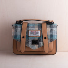 Load image into Gallery viewer, Sticks and Steel Harris Tweed Tan and Blue Plaid Handbag
