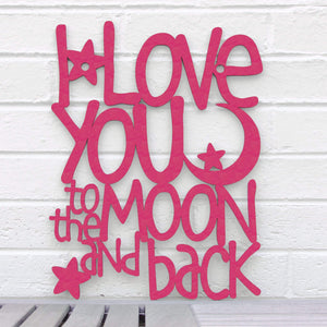 Spunky Fluff Proudly handmade in South Dakota, USA Large / Magenta I Love You to the Moon & Back