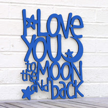 Load image into Gallery viewer, Spunky Fluff Proudly handmade in South Dakota, USA Medium / Cobalt Blue I Love You to the Moon &amp; Back
