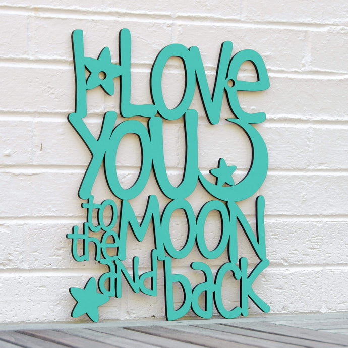 Spunky Fluff Proudly handmade in South Dakota, USA Medium / Turquoise I Love You to the Moon & Back