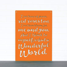 Load image into Gallery viewer, Spunky Fluff Proudly handmade in South Dakota, USA Orange &quot;I See Trees&quot; (Wonderful World) Decorative Wall Sign
