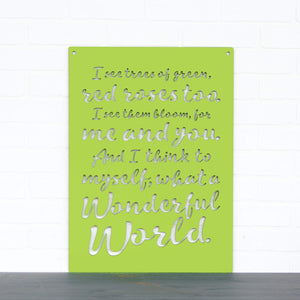 Spunky Fluff Proudly handmade in South Dakota, USA Pear Green "I See Trees" (Wonderful World) Decorative Wall Sign