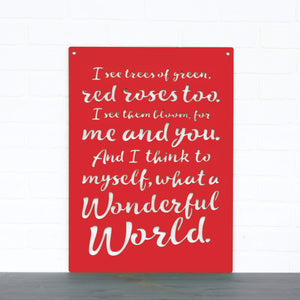 Spunky Fluff Proudly handmade in South Dakota, USA Red "I See Trees" (Wonderful World) Decorative Wall Sign