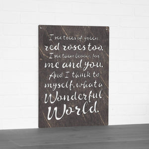 Spunky Fluff Proudly handmade in South Dakota, USA Weathered Ebony "I See Trees" (Wonderful World) Decorative Wall Sign