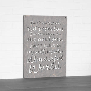 Spunky Fluff Proudly handmade in South Dakota, USA Weathered Gray "I See Trees" (Wonderful World) Decorative Wall Sign