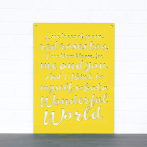 Spunky Fluff Proudly handmade in South Dakota, USA Yellow "I See Trees" (Wonderful World) Decorative Wall Sign