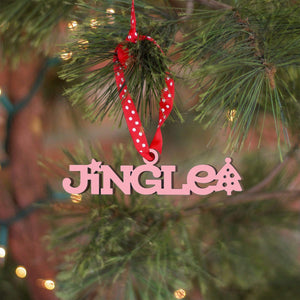Spunky Fluff Proudly handmade in South Dakota, USA Ornament / Pink Jingle Tiny Word Ornament