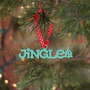 Spunky Fluff Proudly handmade in South Dakota, USA Ornament / Turquoise Jingle Tiny Word Ornament