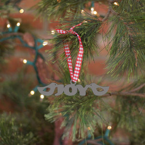 Spunky Fluff Proudly handmade in South Dakota, USA Charcoal Gray Joy Tiny Word Ornament