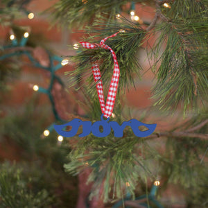 Spunky Fluff Proudly handmade in South Dakota, USA Cobalt Blue Joy Tiny Word Ornament