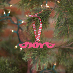 Spunky Fluff Proudly handmade in South Dakota, USA Magenta Joy Tiny Word Ornament