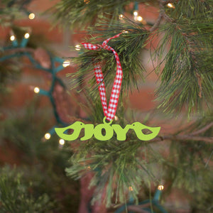 Spunky Fluff Proudly handmade in South Dakota, USA Pear Green Joy Tiny Word Ornament