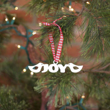 Load image into Gallery viewer, Spunky Fluff Proudly handmade in South Dakota, USA White Joy Tiny Word Ornament
