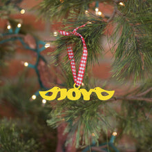 Load image into Gallery viewer, Spunky Fluff Proudly handmade in South Dakota, USA Yellow Joy Tiny Word Ornament
