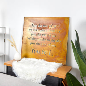 Prairie Dance Proudly Handmade in South Dakota, USA "Just The Two Of Us" Lyric Wall Art