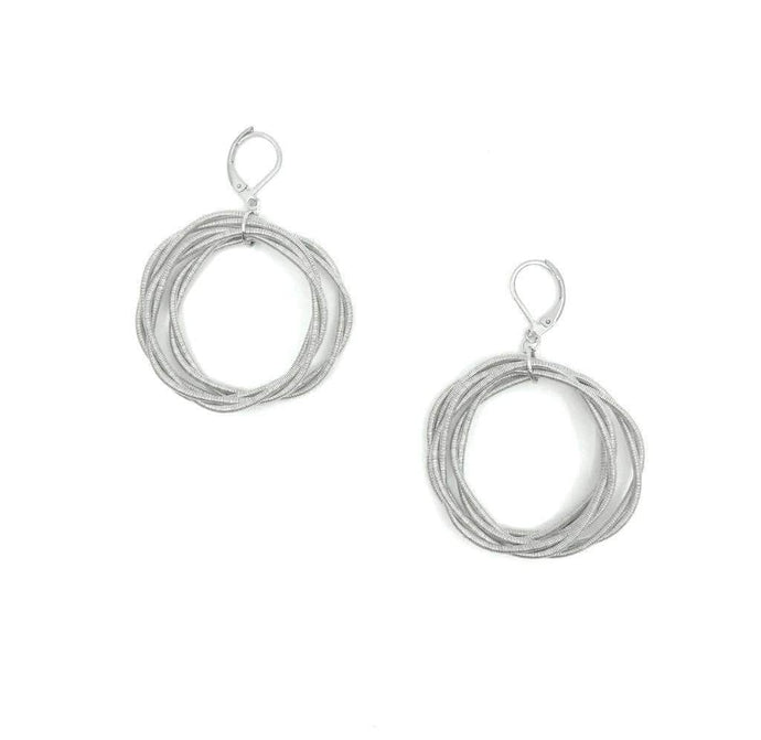 Sea Lily L9A-E - Silver twist loop earring