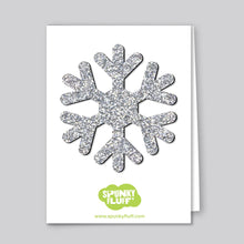 Load image into Gallery viewer, Spunky Fluff Proudly handmade in South Dakota, USA Silver Glitter Limited Edition Snowflake Magnet, Large
