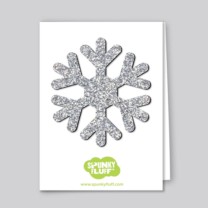 Spunky Fluff Proudly handmade in South Dakota, USA Silver Glitter Limited Edition Snowflake Magnet, Large