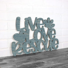 Load image into Gallery viewer, Spunky Fluff Proudly handmade in South Dakota, USA Small / Weathered Denim Live Love Rescue
