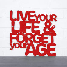 Load image into Gallery viewer, Spunky Fluff Proudly handmade in South Dakota, USA Medium / Red Live Your Life &amp; Forget Your Age

