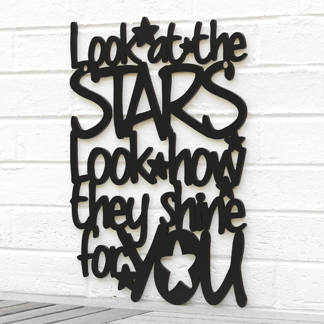 Spunky Fluff Proudly handmade in South Dakota, USA Medium / Black "Look At The Stars" Wall Décor (From Coldplay&