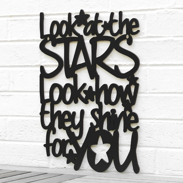 Spunky Fluff Proudly handmade in South Dakota, USA Medium / Black "Look At The Stars" Wall Décor (From Coldplay&