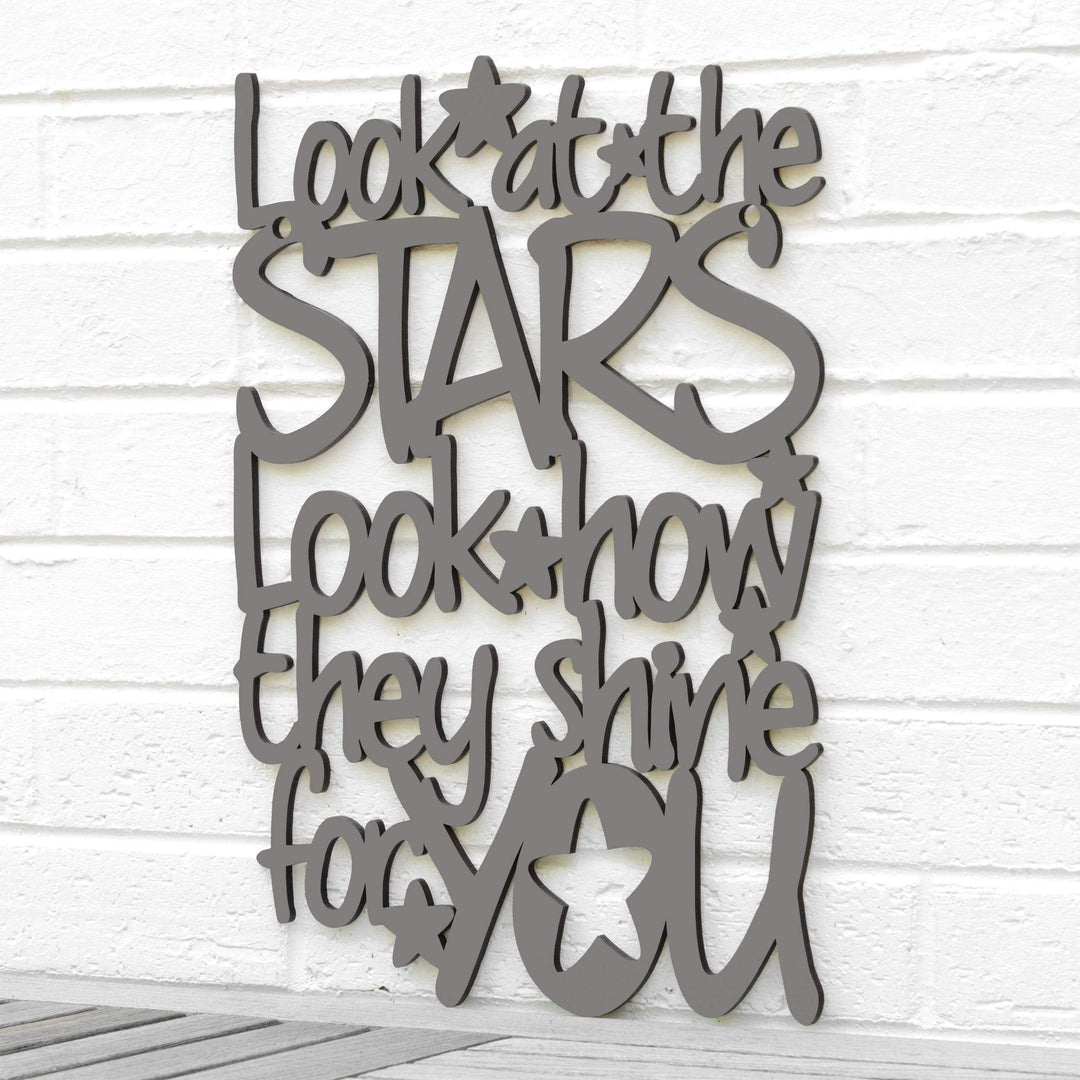 Spunky Fluff Proudly handmade in South Dakota, USA Medium / Charcoal Gray "Look At The Stars" Wall Décor (From Coldplay&