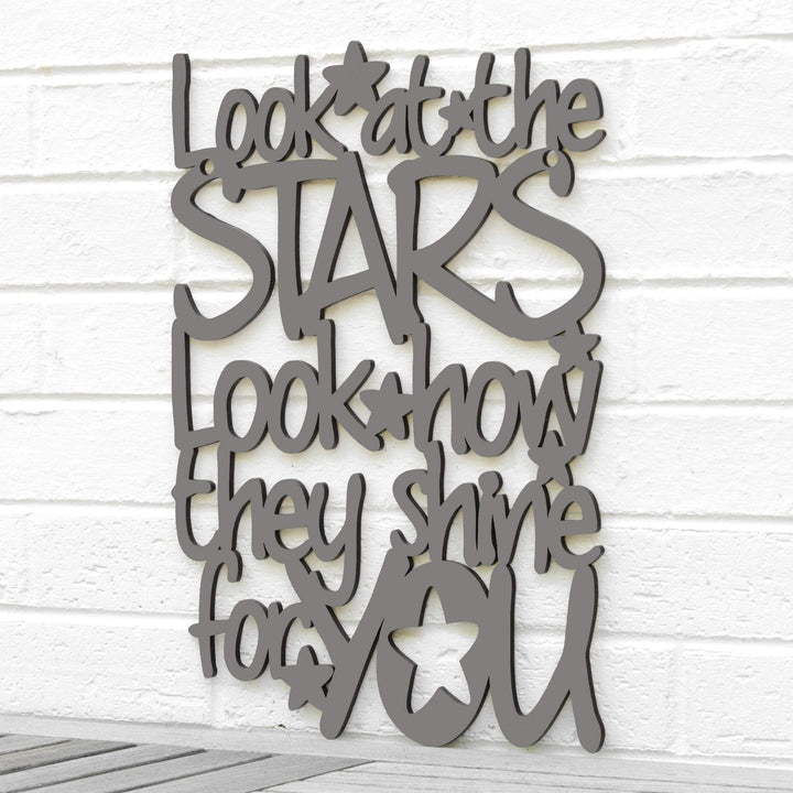 Spunky Fluff Proudly handmade in South Dakota, USA Medium / Charcoal Gray "Look At The Stars" Wall Décor (From Coldplay&