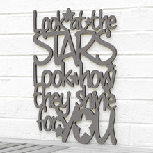 Load image into Gallery viewer, Spunky Fluff Proudly handmade in South Dakota, USA Medium / Charcoal Gray &quot;Look At The Stars&quot; Wall Décor (From Coldplay&#39;s &quot;Yellow&quot;)
