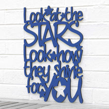 Load image into Gallery viewer, Spunky Fluff Proudly handmade in South Dakota, USA Medium / Cobalt Blue &quot;Look At The Stars&quot; Wall Décor (From Coldplay&#39;s &quot;Yellow&quot;)
