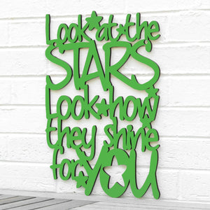 Spunky Fluff Proudly handmade in South Dakota, USA Medium / Grass Green "Look At The Stars" Wall Décor (From Coldplay's "Yellow")