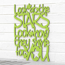 Load image into Gallery viewer, Spunky Fluff Proudly handmade in South Dakota, USA Medium / Pear Green &quot;Look At The Stars&quot; Wall Décor (From Coldplay&#39;s &quot;Yellow&quot;)
