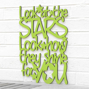 Spunky Fluff Proudly handmade in South Dakota, USA Medium / Pear Green "Look At The Stars" Wall Décor (From Coldplay's "Yellow")