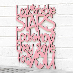 Spunky Fluff Proudly handmade in South Dakota, USA Medium / Pink "Look At The Stars" Wall Décor (From Coldplay's "Yellow")