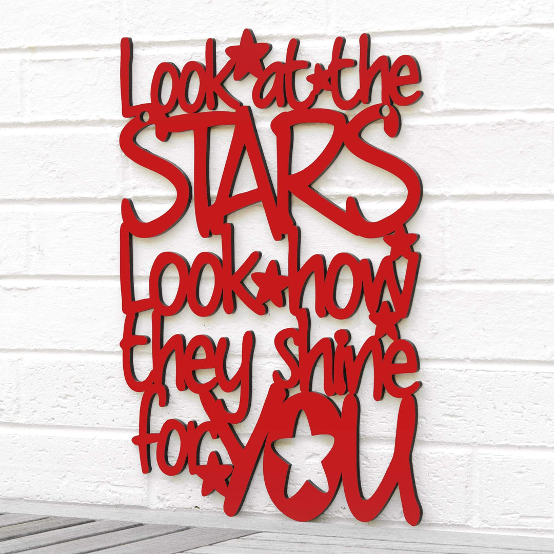Spunky Fluff Proudly handmade in South Dakota, USA Medium / Red "Look At The Stars" Wall Décor (From Coldplay&