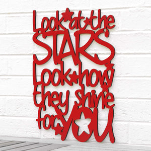 Spunky Fluff Proudly handmade in South Dakota, USA Medium / Red "Look At The Stars" Wall Décor (From Coldplay's "Yellow")