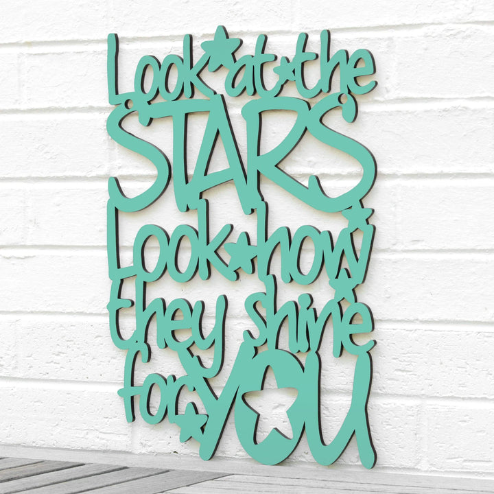Spunky Fluff Proudly handmade in South Dakota, USA Medium / Turquoise "Look At The Stars" Wall Décor (From Coldplay&
