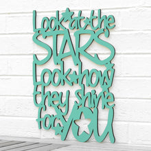 Load image into Gallery viewer, Spunky Fluff Proudly handmade in South Dakota, USA Medium / Turquoise &quot;Look At The Stars&quot; Wall Décor (From Coldplay&#39;s &quot;Yellow&quot;)
