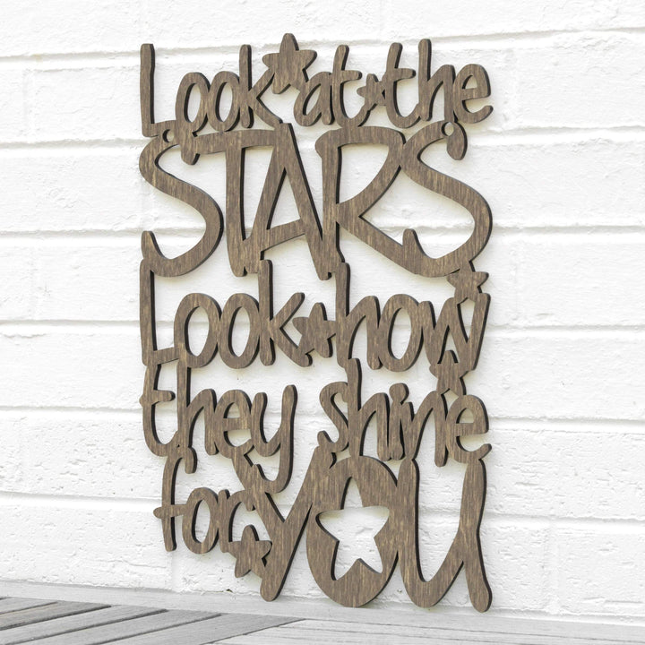Spunky Fluff Proudly handmade in South Dakota, USA Medium / Weathered Brown "Look At The Stars" Wall Décor (From Coldplay&
