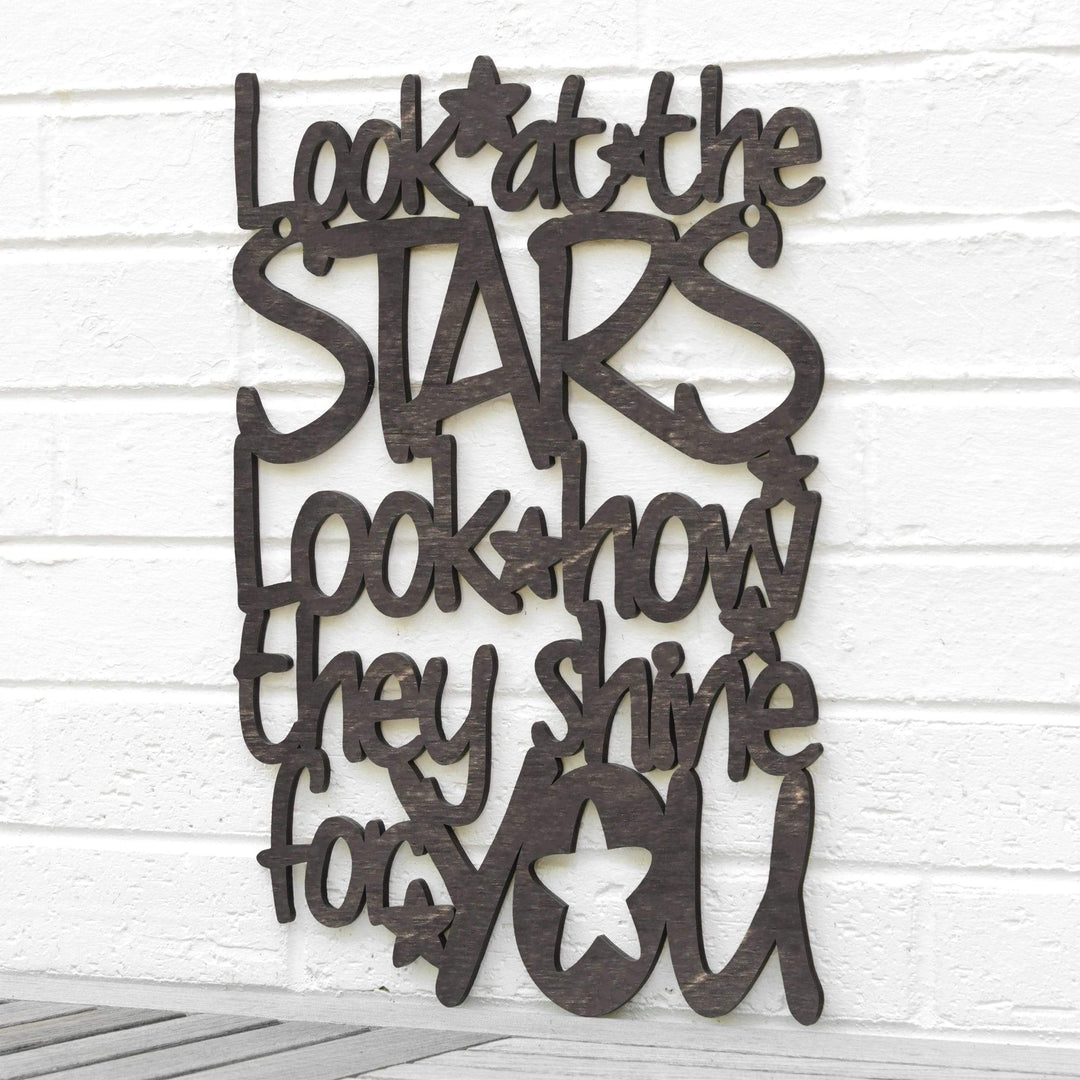 Spunky Fluff Proudly handmade in South Dakota, USA Medium / Weathered Ebony "Look At The Stars" Wall Décor (From Coldplay&