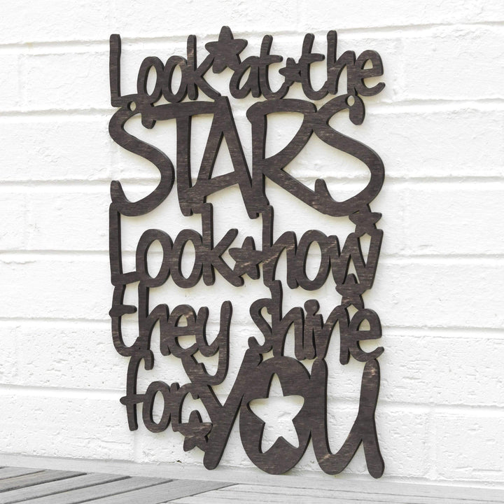 Spunky Fluff Proudly handmade in South Dakota, USA Medium / Weathered Ebony "Look At The Stars" Wall Décor (From Coldplay&