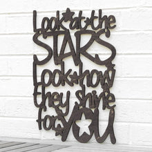 Load image into Gallery viewer, Spunky Fluff Proudly handmade in South Dakota, USA Medium / Weathered Ebony &quot;Look At The Stars&quot; Wall Décor (From Coldplay&#39;s &quot;Yellow&quot;)
