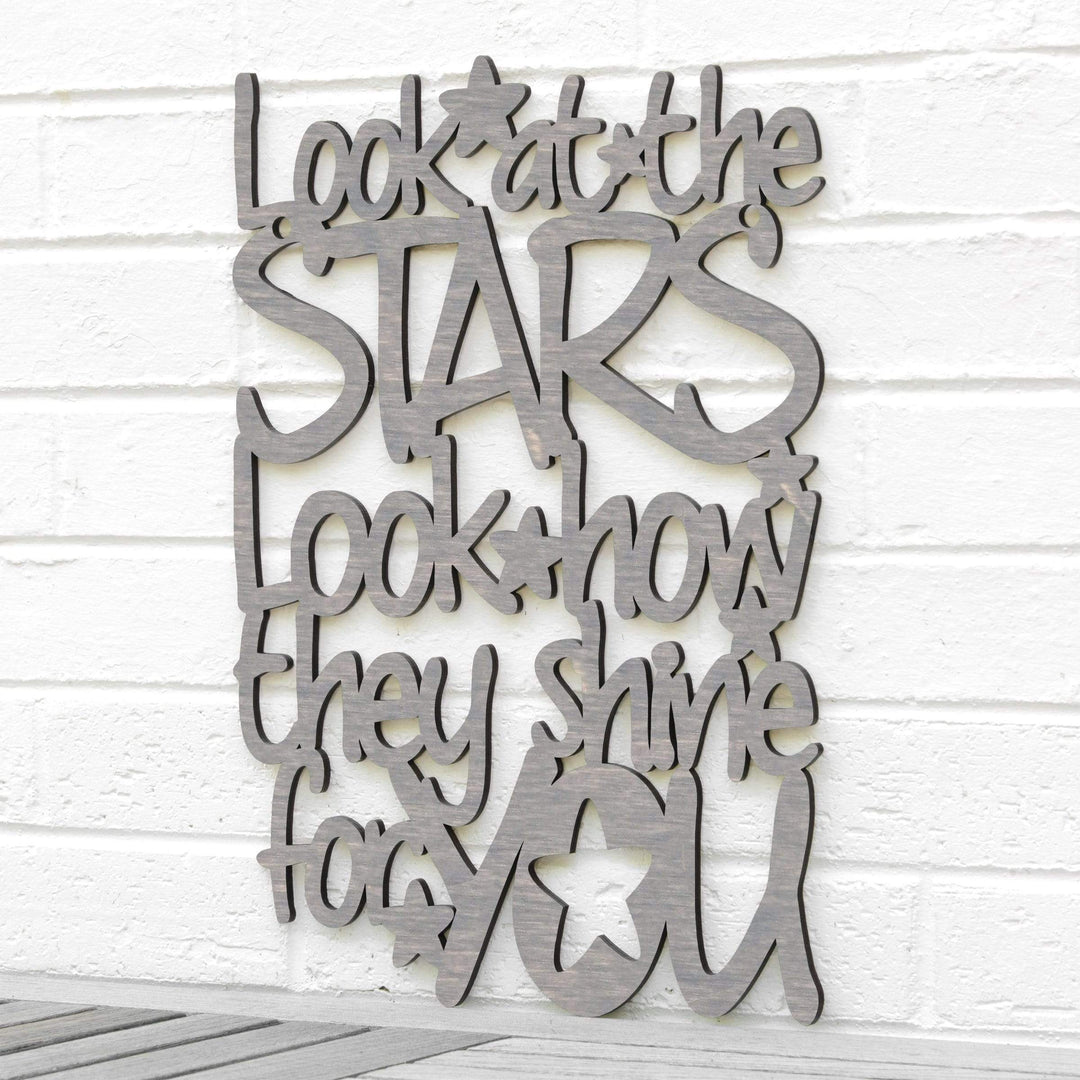 Spunky Fluff Proudly handmade in South Dakota, USA Medium / Weathered Gray "Look At The Stars" Wall Décor (From Coldplay&