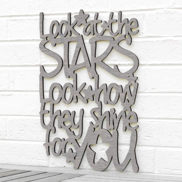 Spunky Fluff Proudly handmade in South Dakota, USA Medium / Weathered Gray "Look At The Stars" Wall Décor (From Coldplay&