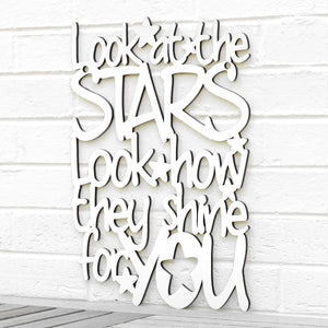 Spunky Fluff Proudly handmade in South Dakota, USA Medium / White "Look At The Stars" Wall Décor (From Coldplay's "Yellow")