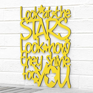 Spunky Fluff Proudly handmade in South Dakota, USA Medium / Yellow "Look At The Stars" Wall Décor (From Coldplay's "Yellow")