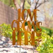 Load image into Gallery viewer, Prairie Dance Proudly Handmade in South Dakota, USA &quot;Love Grows Here&quot; - Garden Stake
