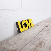 Load image into Gallery viewer, Spunky Fluff Proudly handmade in South Dakota, USA Yellow Love (paw print)-Tiny Word Magnet
